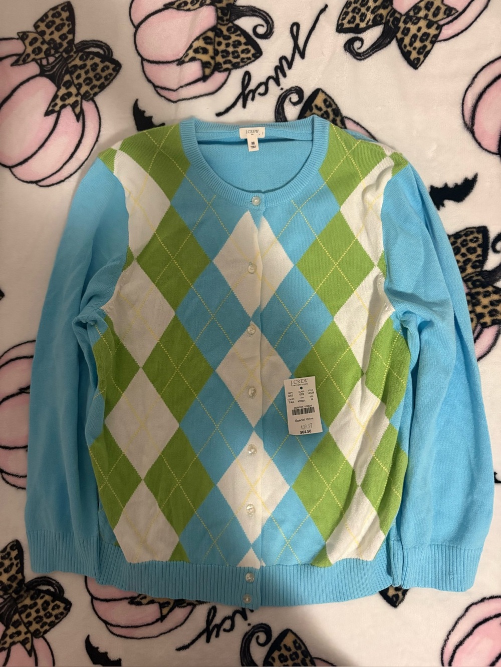 J.Crew argyle cardigan sweater